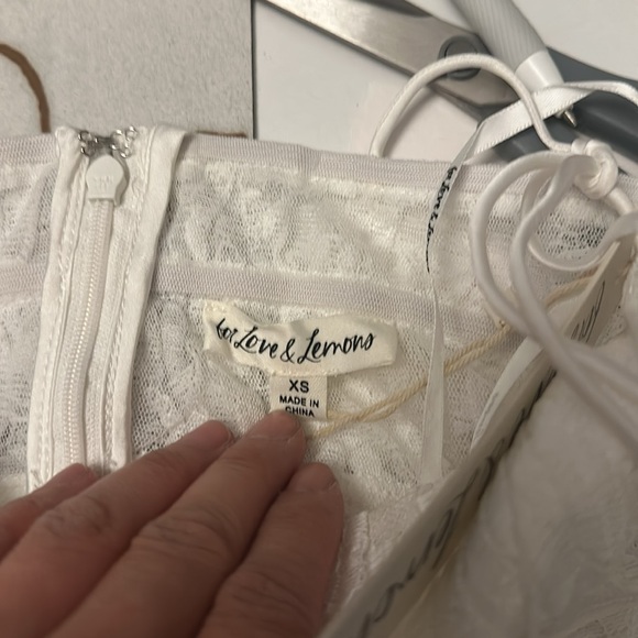 🆕 For Love & Lemons Lorena Maxi Dress White Lace sheer skirt. 1205. Xs - Picture 8 of 8